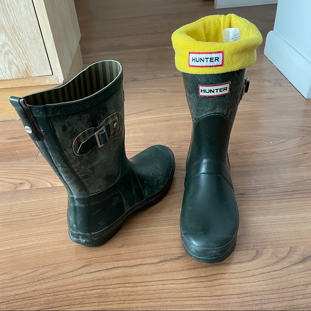 Festival Hunter Rain boots, Fleece socks, EUC! 7/8